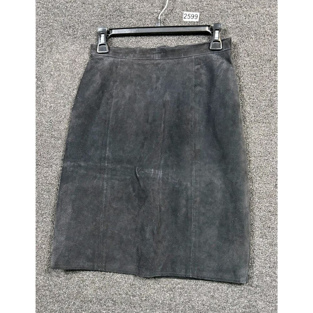 Outer Wear by Phoenix Suede Leather Pencil Skirt Womens Size 8 Black Zipper